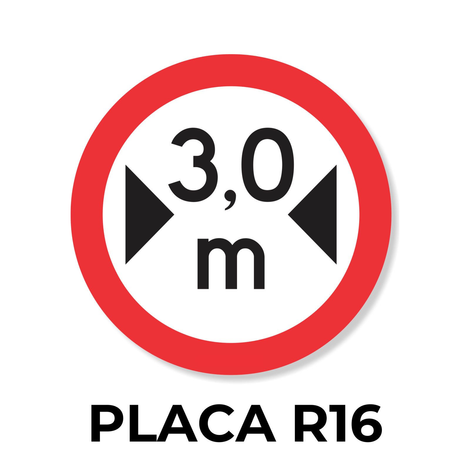 largura máxima permitida - placa r16